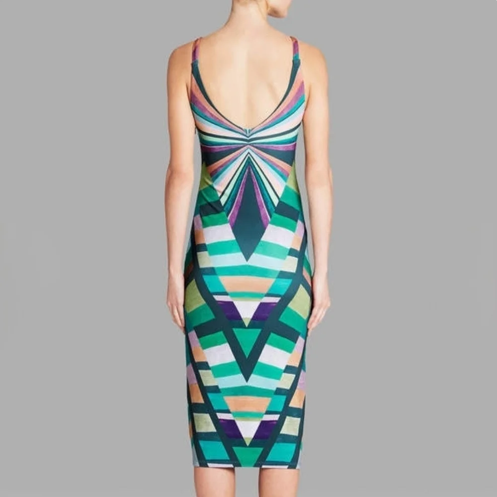 Mara Hoffman Prism V Back Geometric Patterned Midi Dress